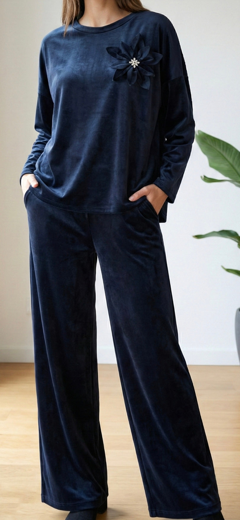 Luxe Velour Tracksuit Set - Viscose Elastane Blend