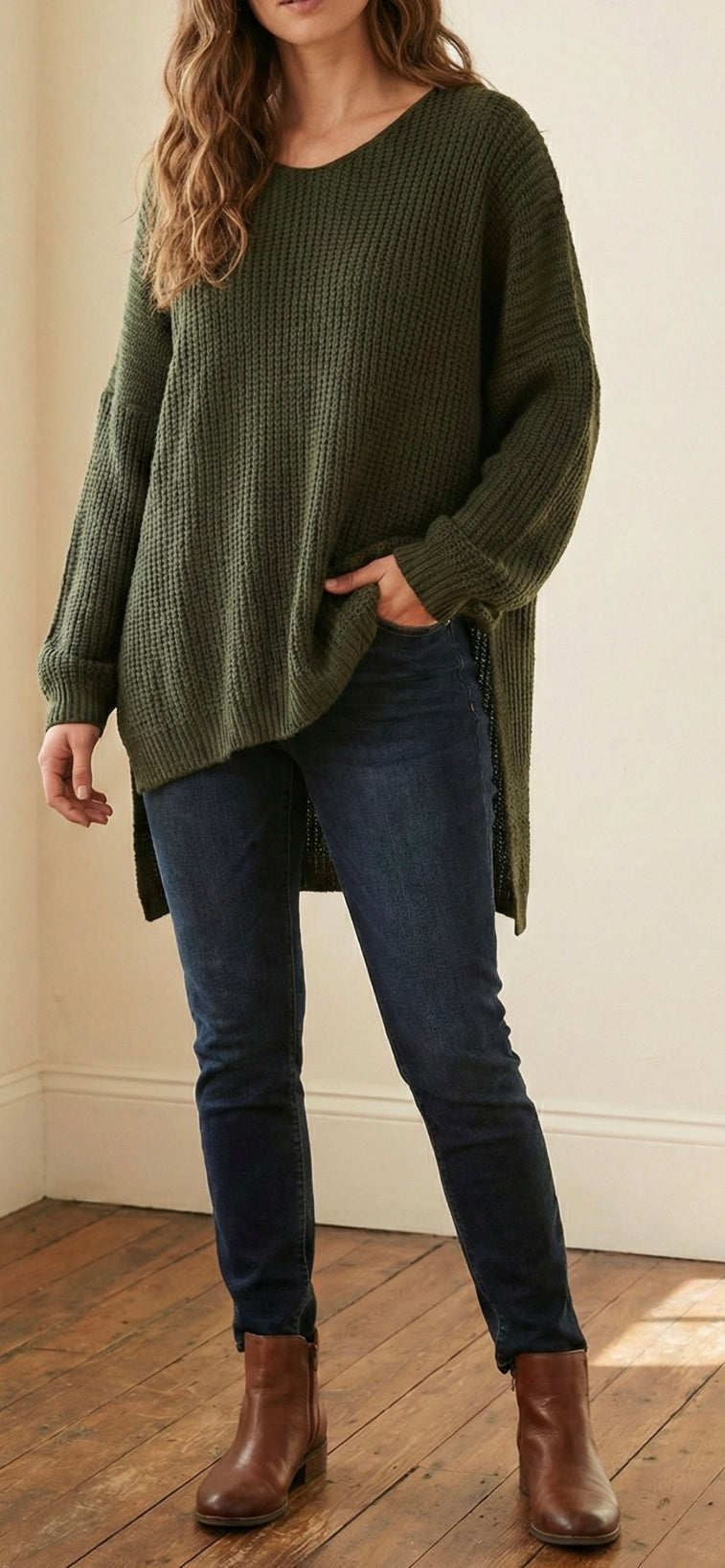 Oversized Knitted Jumper Sweater - Plus Size - One Size Fits All