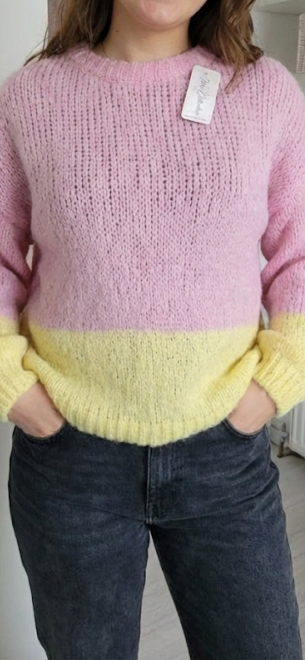 Coarse knit sweater, two-tone