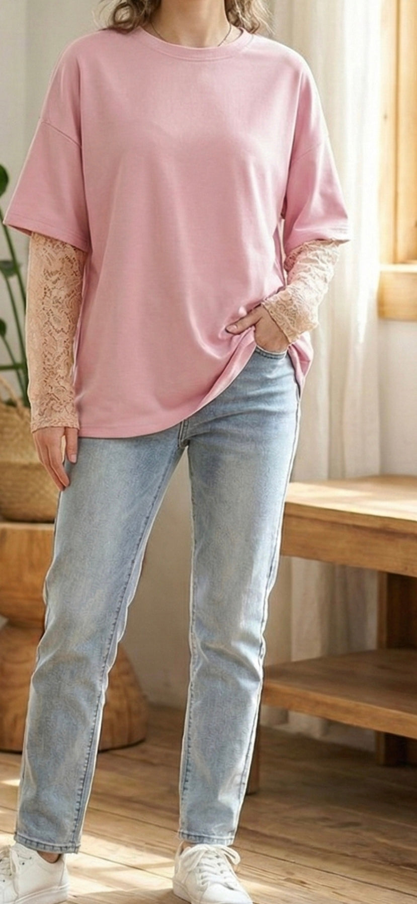 Lace Sleeve Blouse - Elegant Women's Top