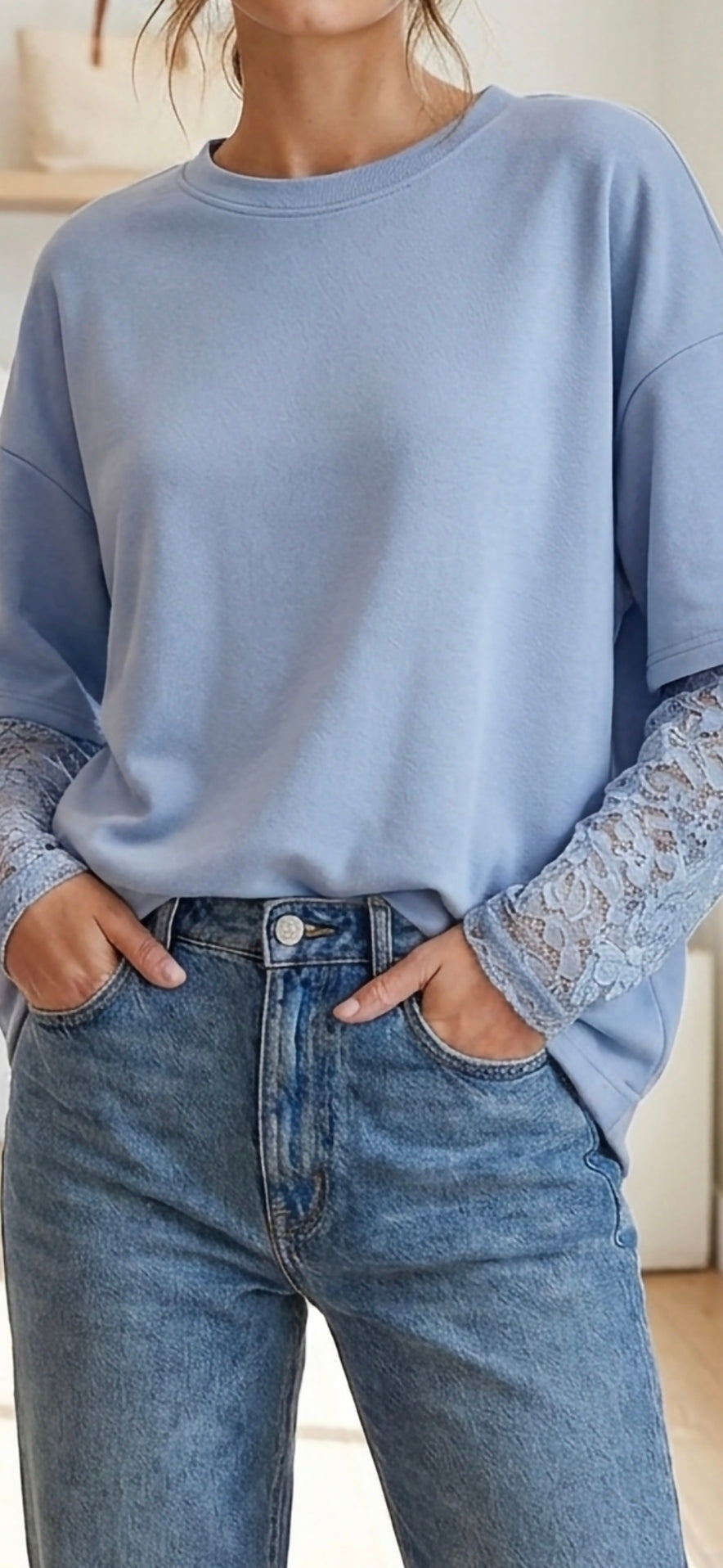 Lace Sleeve Blouse - Elegant Women's Top