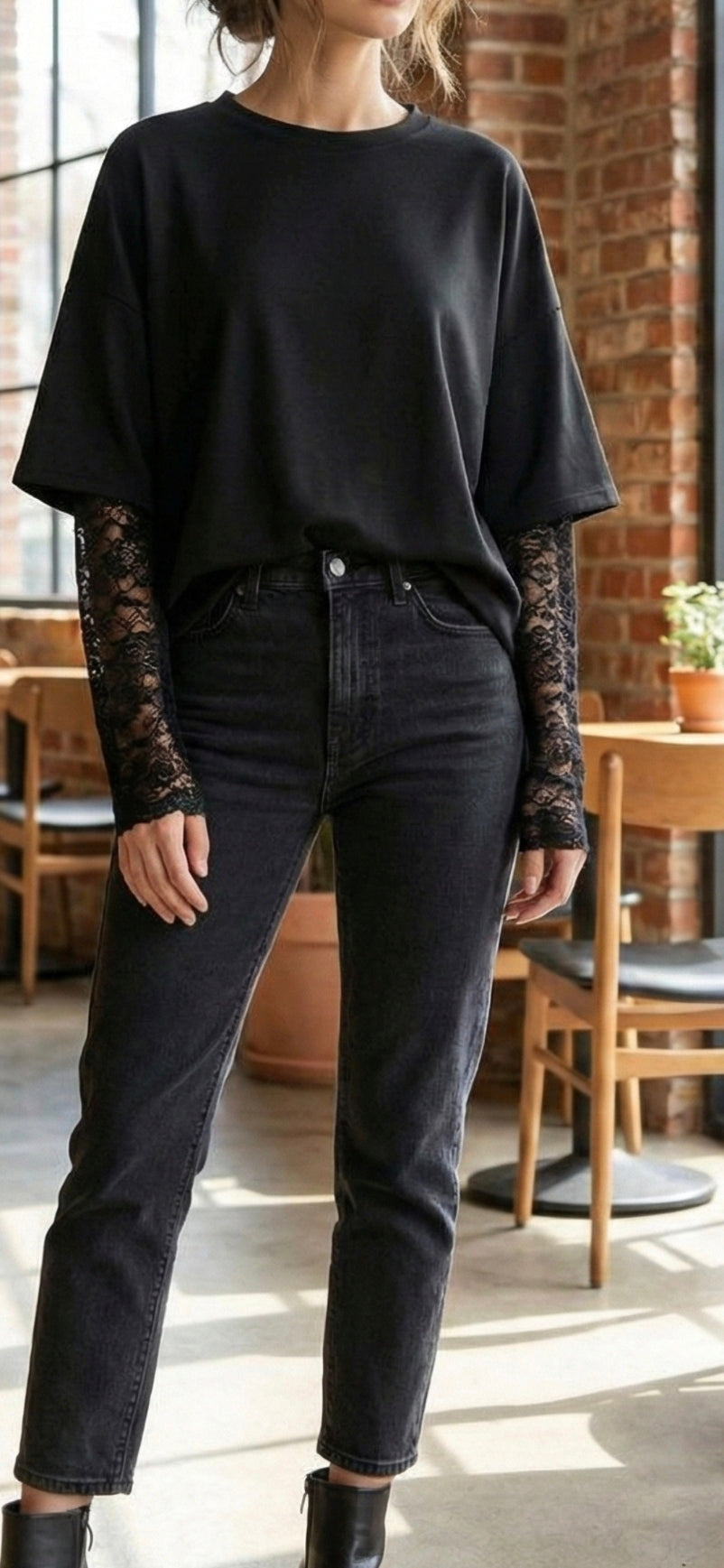 Lace Sleeve Blouse - Elegant Women's Top
