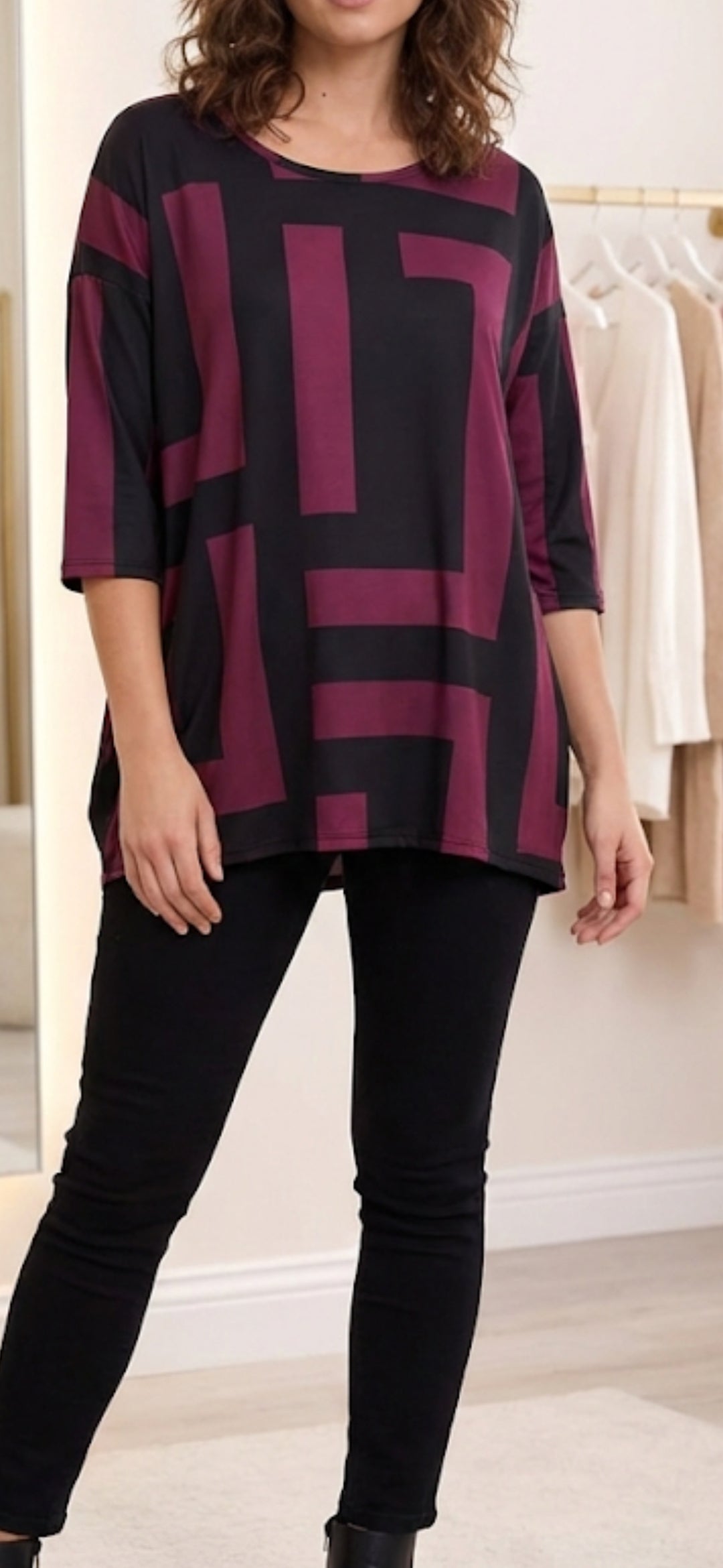 Women's 3/4 Sleeve Tunic - Soft Stretch Comfort Fit