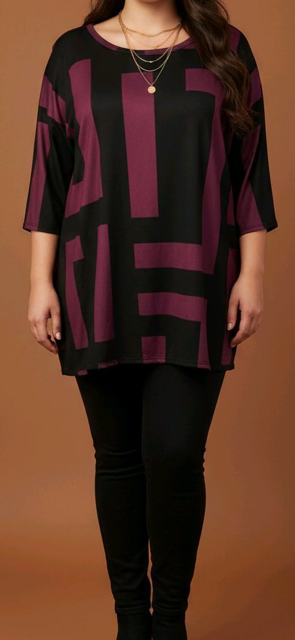 Women's 3/4 Sleeve Tunic - Soft Stretch Comfort Fit