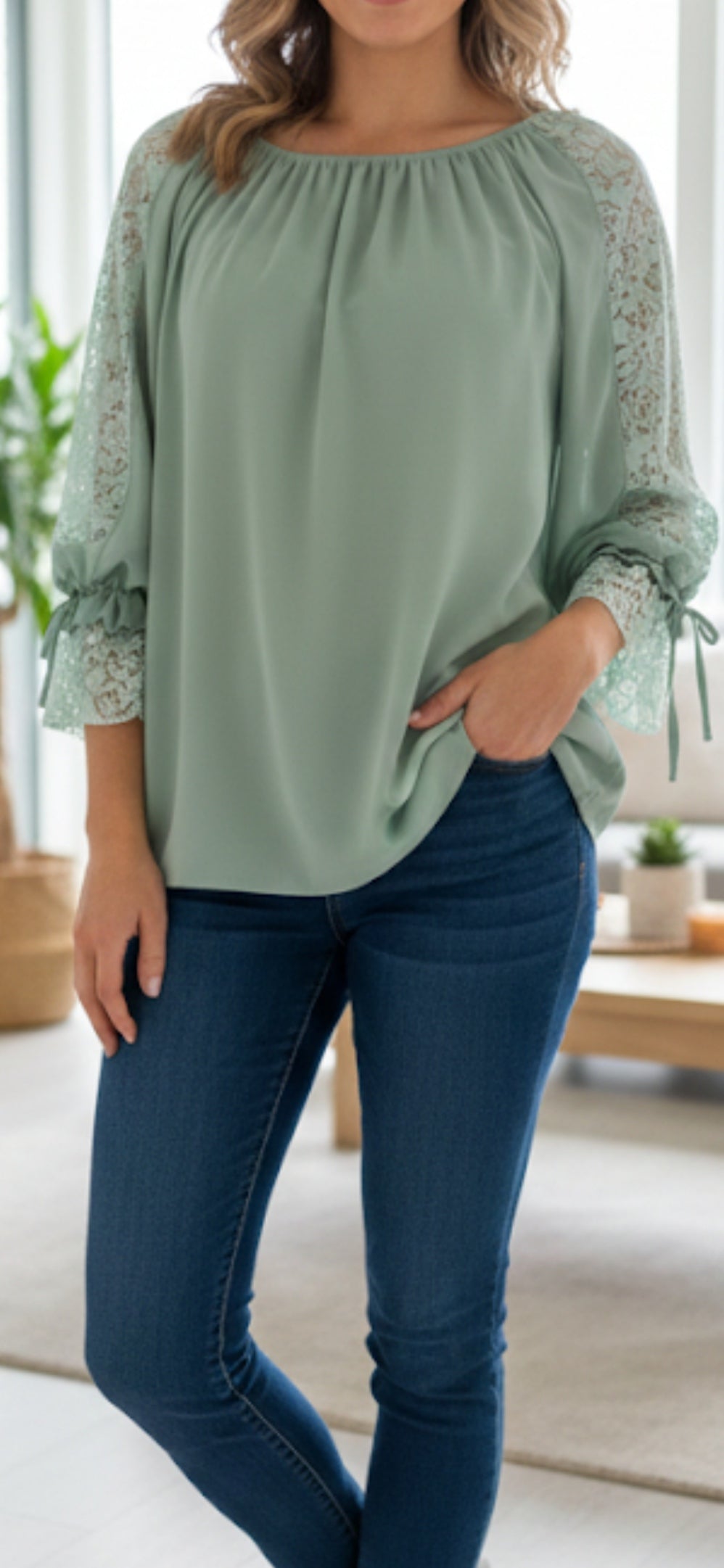Elegant Lace Sleeve Blouse - Premium Women's Top