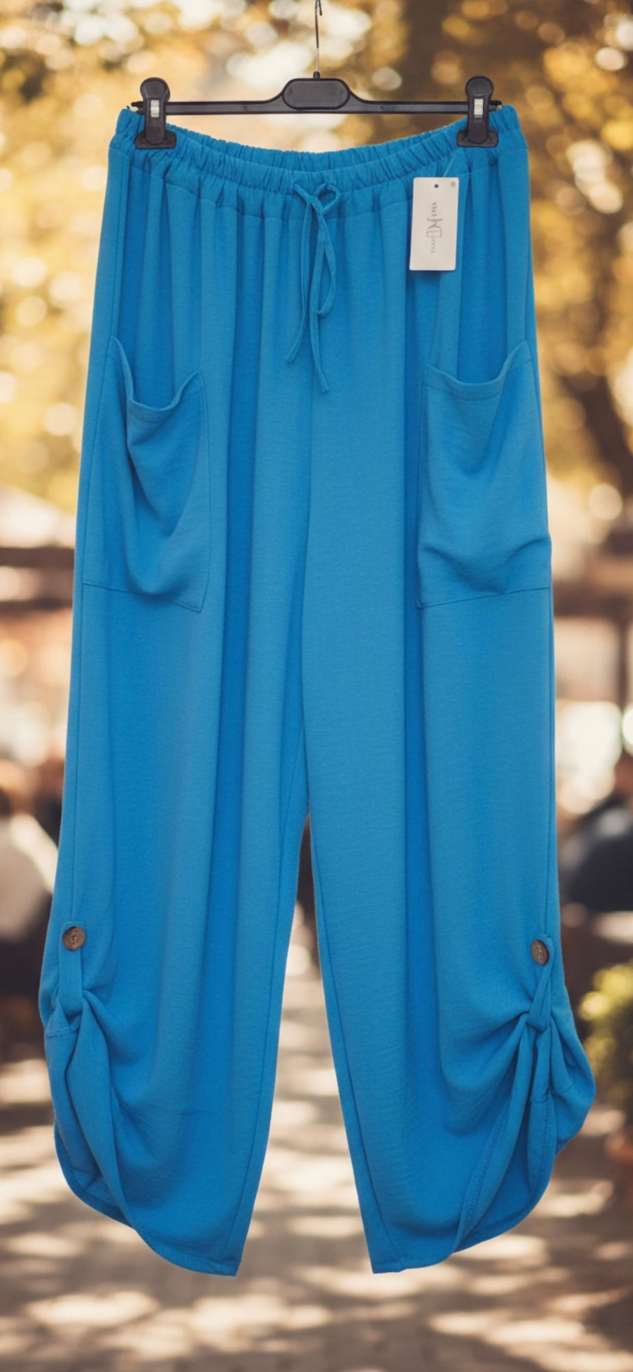 Women's 100% Viscose Wide Leg Trousers – Lagenlook Boho Style with Elasticated Waist