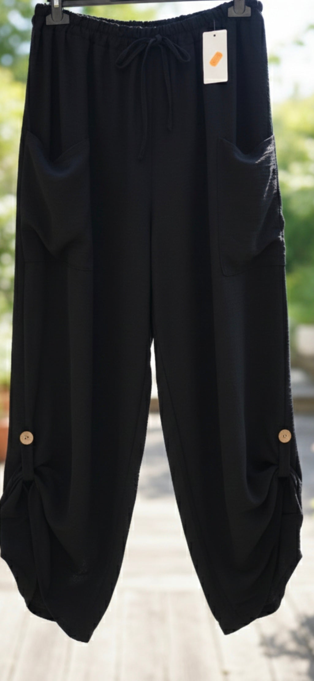 Women's 100% Viscose Wide Leg Trousers – Lagenlook Boho Style with Elasticated Waist