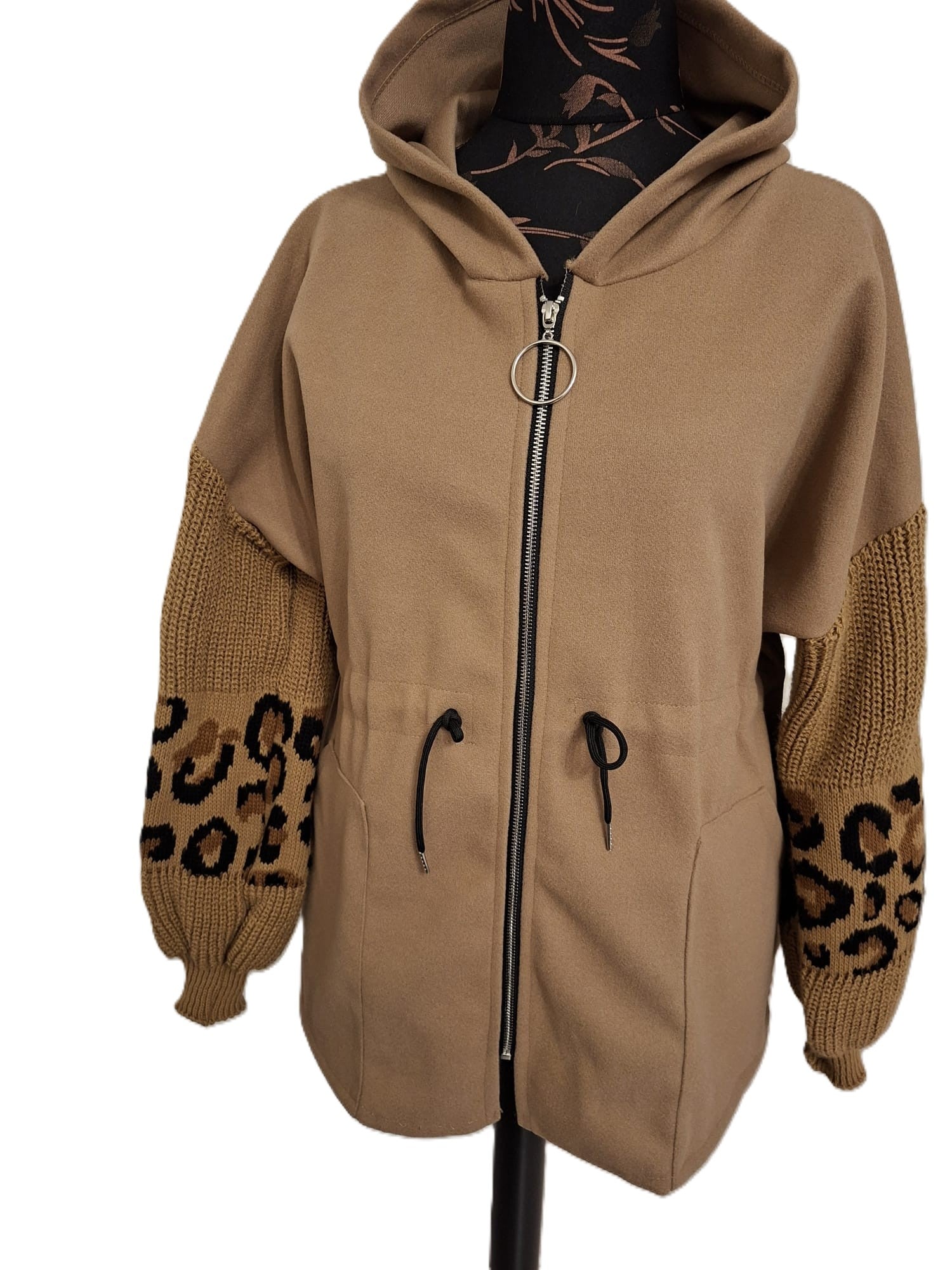 Animal Print Sleeve Coat Jacket - Plus Size 14-18