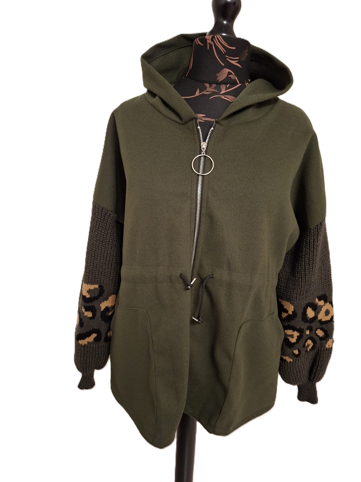 Animal Print Sleeve Coat Jacket - Plus Size 14-18