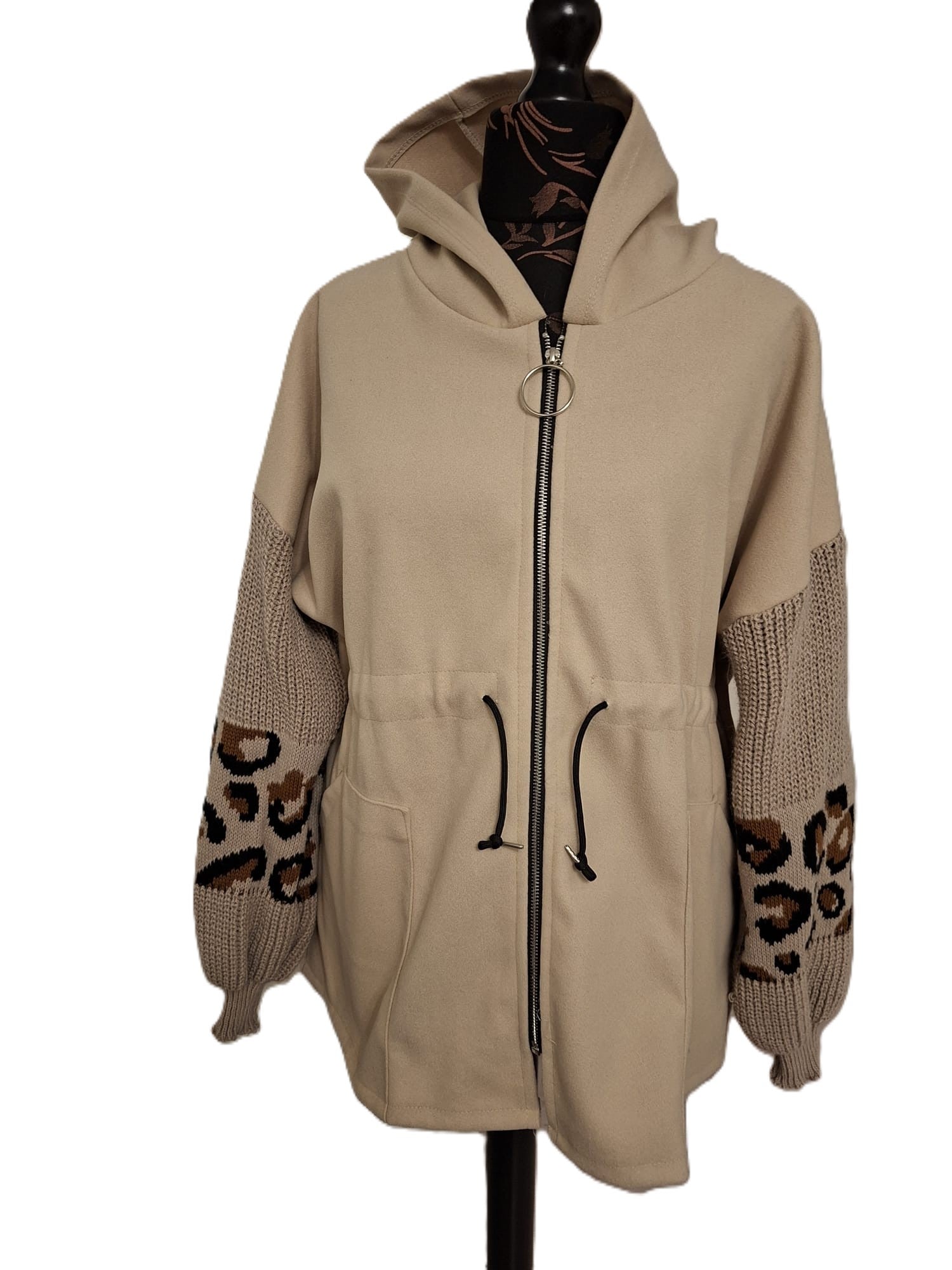 Animal Print Sleeve Coat Jacket - Plus Size 14-18