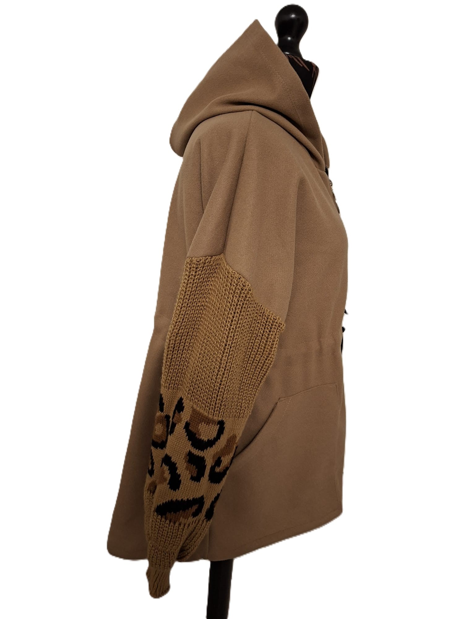 Animal Print Sleeve Coat Jacket - Plus Size 14-18