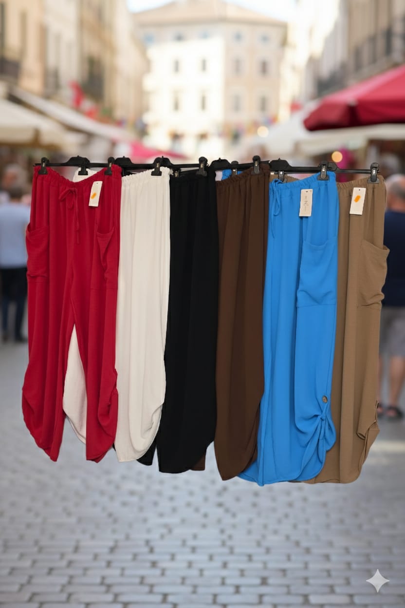 Women's 100% Viscose Wide Leg Trousers – Lagenlook Boho Style with Elasticated Waist