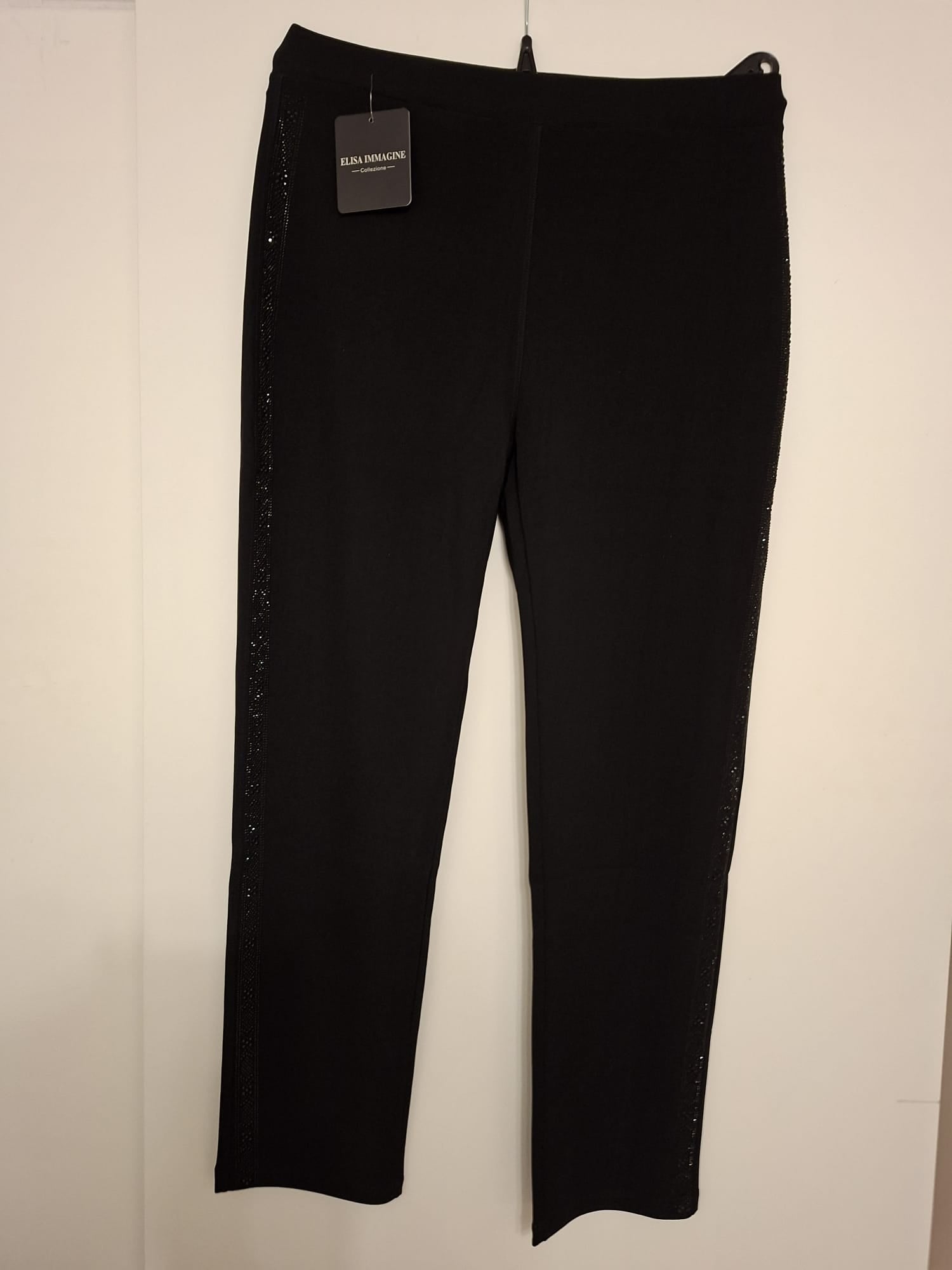 Side Sparkle Stretch Black Trousers